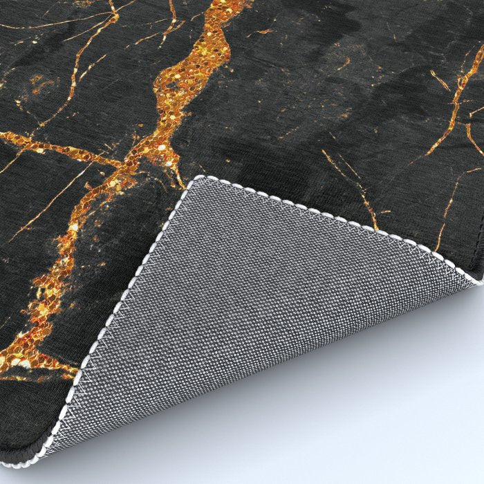 Black Malachite Marble With Gold Veins Rug Gallery Image 4