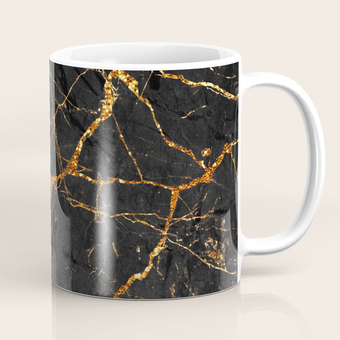 Black Malachite Marble With Gold Veins Coffee Mug Gallery Image 1