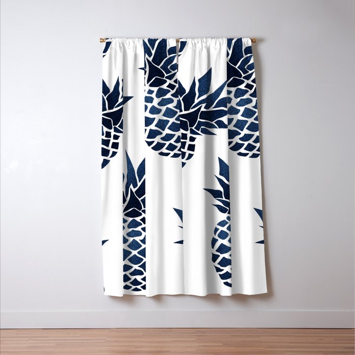 Pineapple Blue Denim Window Curtain Gallery Image 3