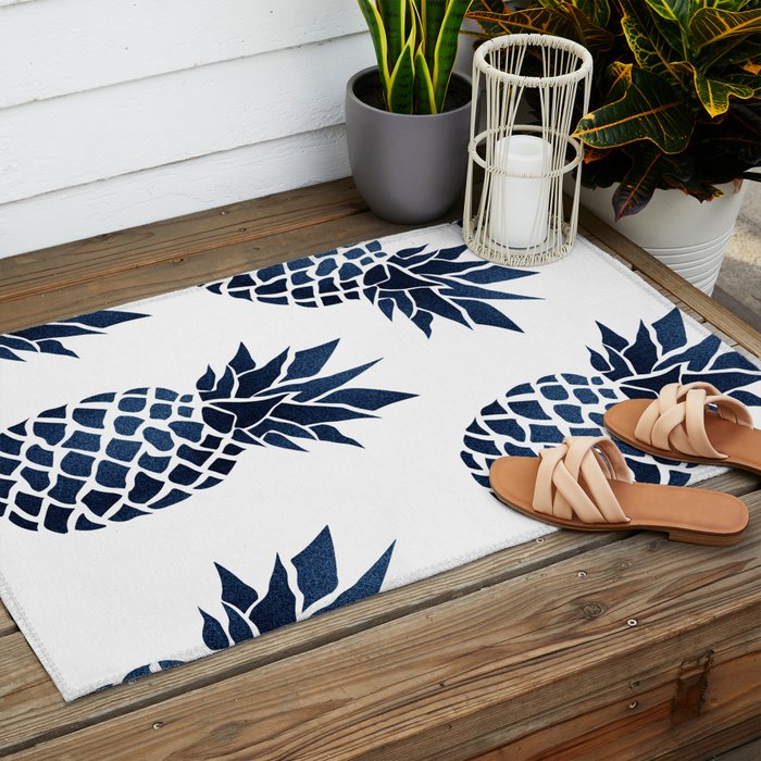 Pineapple Blue Denim Outdoor Rug Gallery Image 2