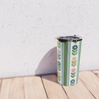 Scandi-Floral Stripes Green Pink Blue Travel Mug Gallery Image 4