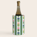 Scandi-Floral Stripes Green Pink Blue Wine Chiller Gallery Image 1