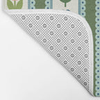 Scandi-Floral Stripes Green Pink Blue Bath Mat Gallery Image 2