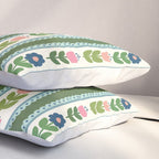 Scandi-Floral Stripes Green Pink Blue Pillow Sham Gallery Image 3