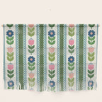 Scandi-Floral Stripes Green Pink Blue Wall Hanging Gallery Image 1