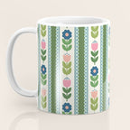 Scandi-Floral Stripes Green Pink Blue Coffee Mug Gallery Image 3