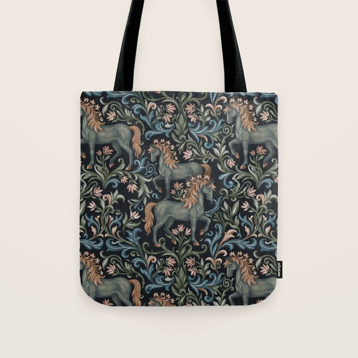 Whimsical Horses Botanicals II Tote Bag Gallery Image 1