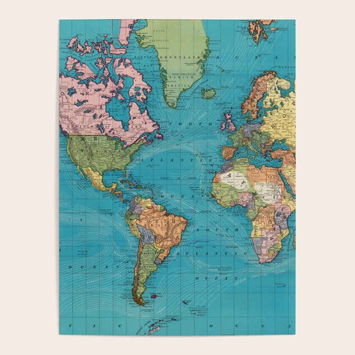 Vintage Map of The World (1897) Poster Gallery Image 1