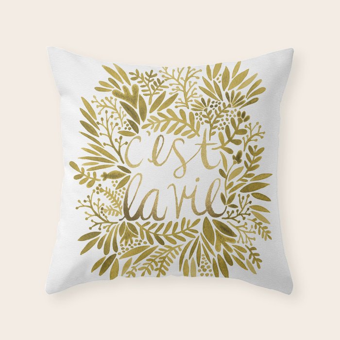That's Life - Gold on Gold Throw Pillow Gallery Image 1