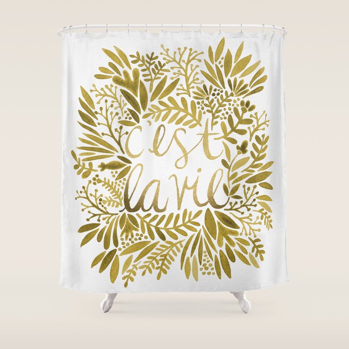That's Life - Gold on Gold Shower Curtain Gallery Image 1