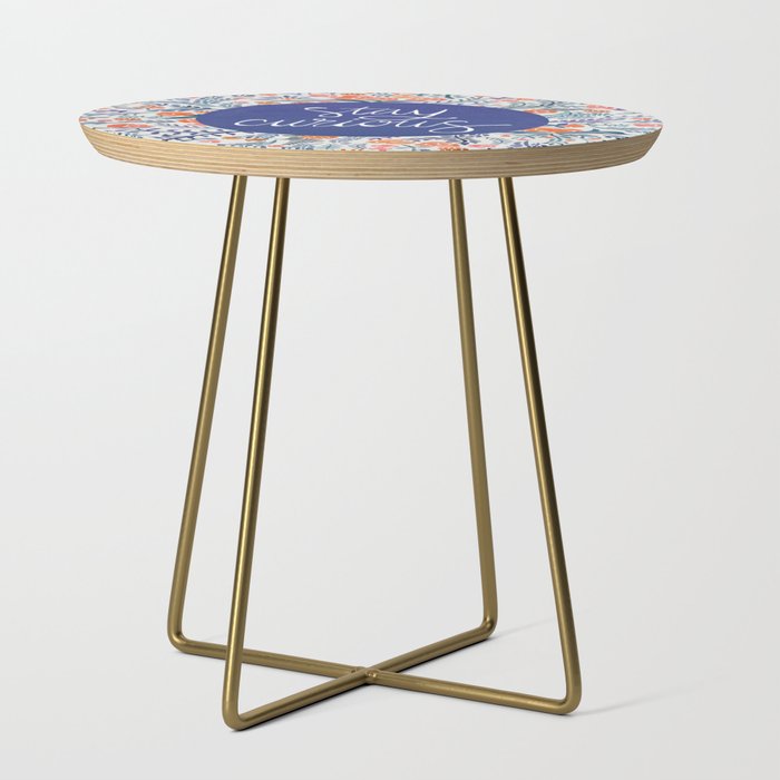 Stay Curious - Navy & Coral Side Table Gallery Image 1