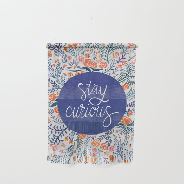 Stay Curious - Navy & Coral Wall Hanging Gallery Image 1