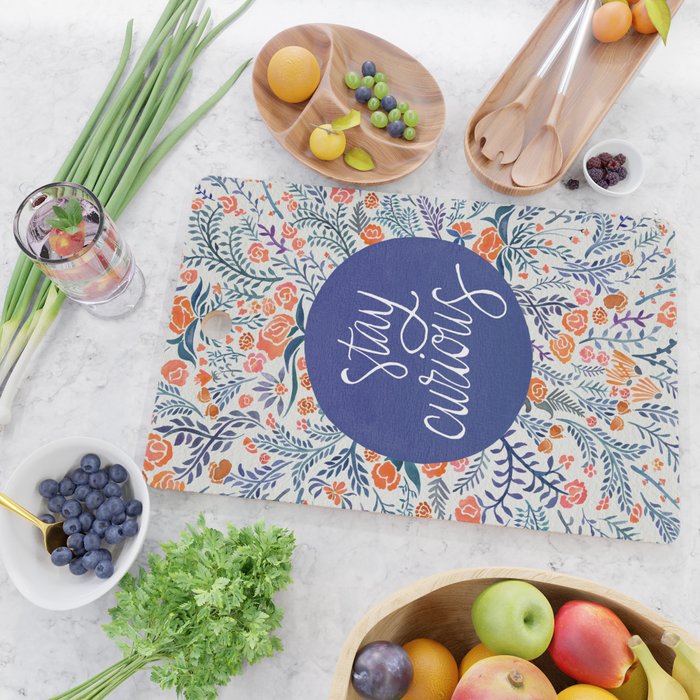 Stay Curious - Navy & Coral Cutting Board Gallery Image 2
