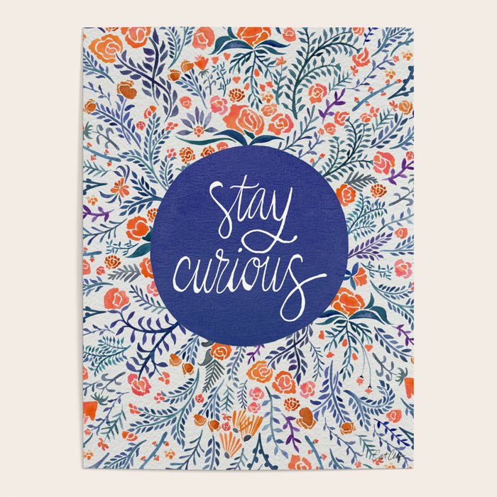 Stay Curious - Navy & Coral Poster Gallery Image 1
