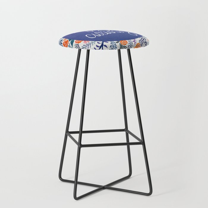 Stay Curious - Navy & Coral Stool Gallery Image 1