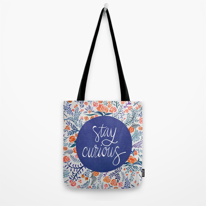 Stay Curious - Navy & Coral Tote Bag Gallery Image 2