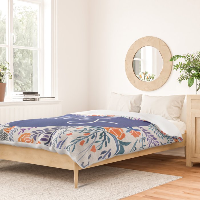 Stay Curious - Navy & Coral Duvet Cover Gallery Image 2