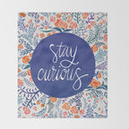 Stay Curious - Navy & Coral Throw Blanket Gallery Image 2