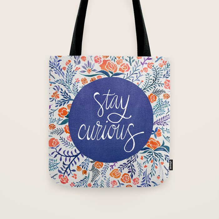 Stay Curious - Navy & Coral Tote Bag Gallery Image 1