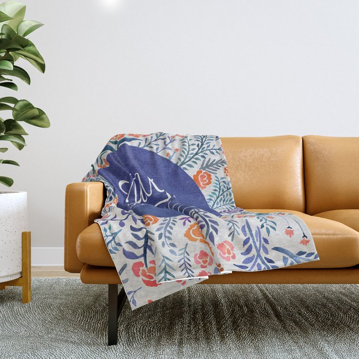 Stay Curious - Navy & Coral Throw Blanket Gallery Image 1