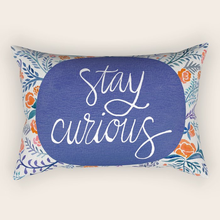 Stay Curious - Navy & Coral Rectangular Pillow Gallery Image 1