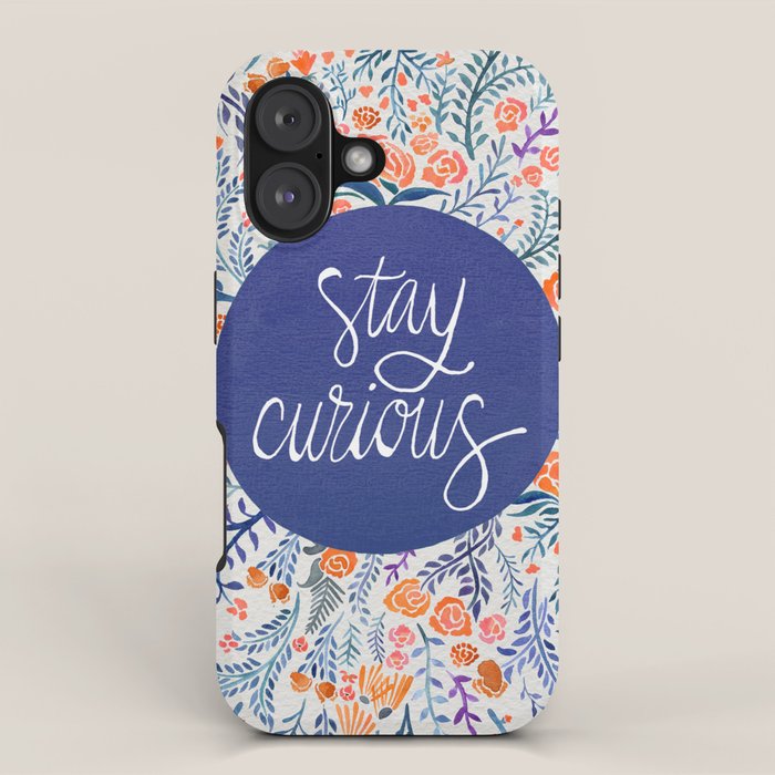 Stay Curious - Navy & Coral iPhone Case Gallery Image 1