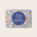 Stay Curious - Navy & Coral Bath Mat Gallery Image 1