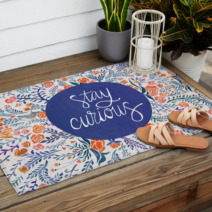 Stay Curious - Navy & Coral Outdoor Rug Gallery Image 2