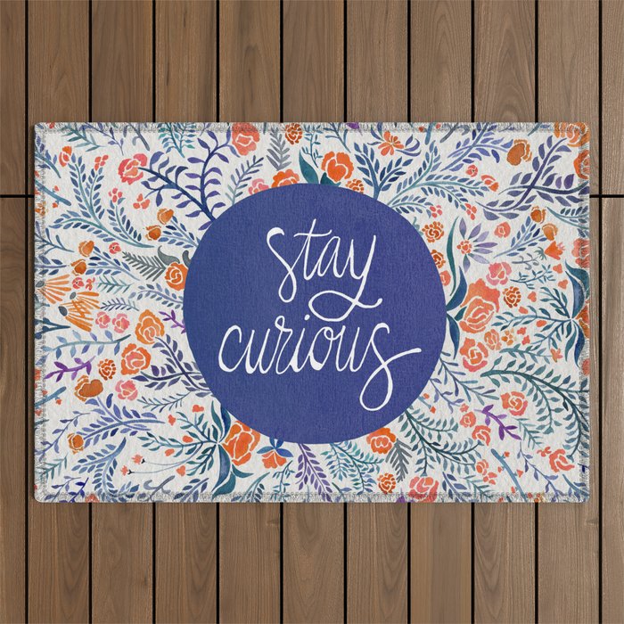 Stay Curious - Navy & Coral Outdoor Rug Gallery Image 1
