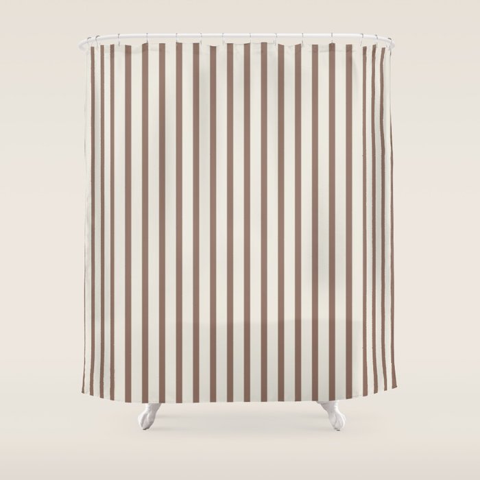 Brown And Cream Striped Shower Curtain Gallery Image 1