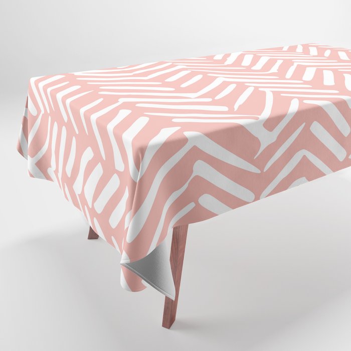 Pink, Boho, Abstract, Herringbone Pattern Tablecloth Gallery Image 1