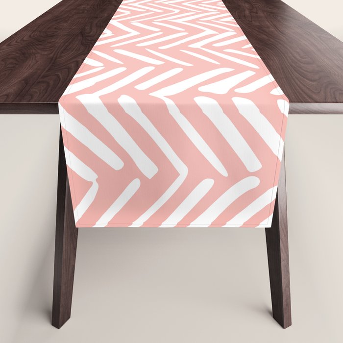 Pink, Boho, Abstract, Herringbone Pattern Table Runner Gallery Image 1
