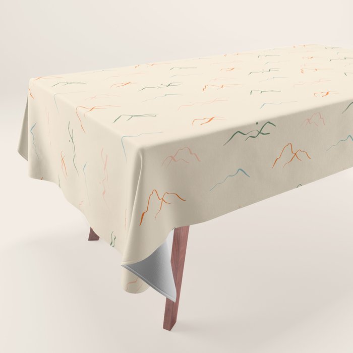 Hand drawn mountain landscape doodle pattern Tablecloth Gallery Image 1