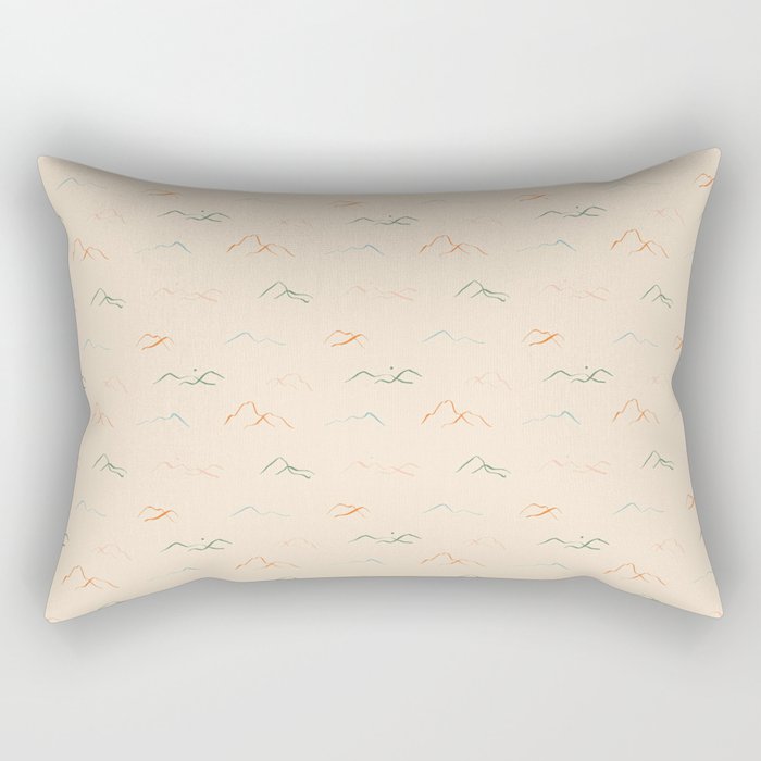 Hand drawn mountain landscape doodle pattern Rectangular Pillow Gallery Image 2