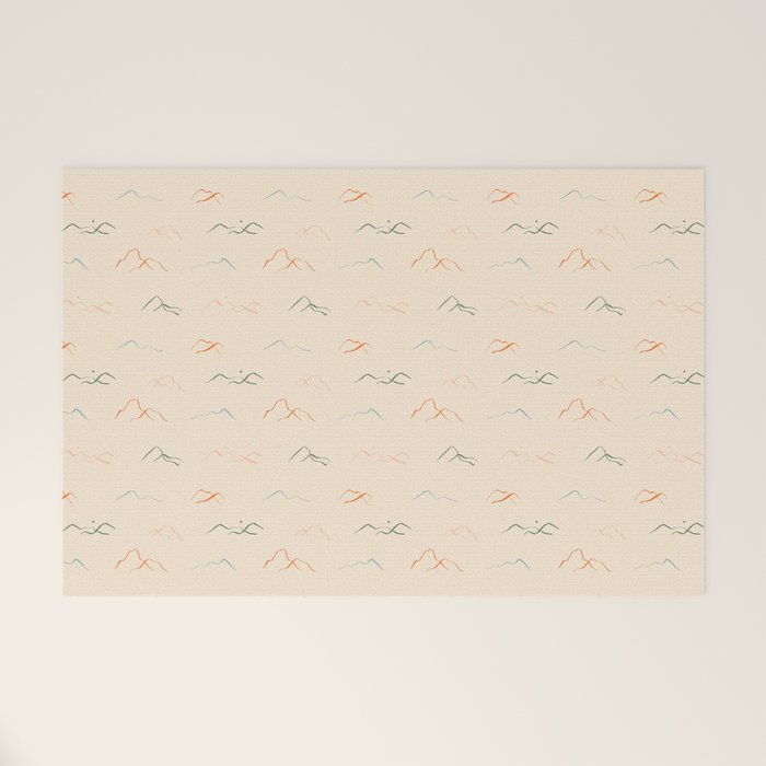 Hand drawn mountain landscape doodle pattern Welcome Mat Gallery Image 1