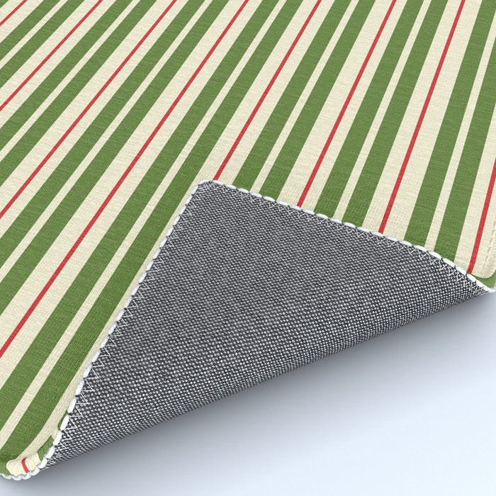 Christmas Stripes Retro Holiday Stripe Pattern in Xmas Green Red Cream  Rug Gallery Image 4