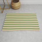 Christmas Stripes Retro Holiday Stripe Pattern in Xmas Green Red Cream  Rug Gallery Image 1