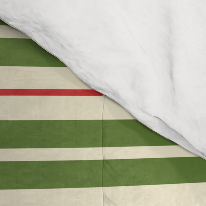 Christmas Stripes Retro Holiday Stripe Pattern in Xmas Green Red Cream  Comforter Gallery Image 4