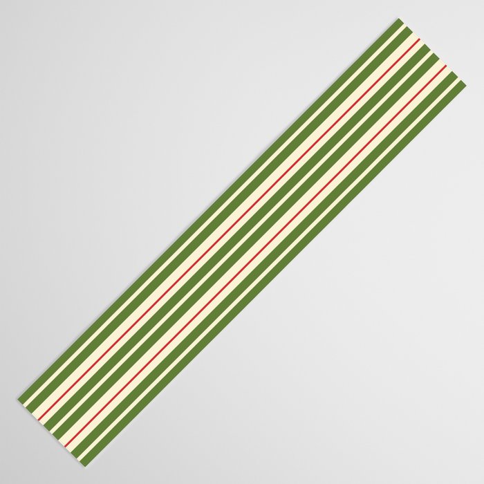 Christmas Stripes Retro Holiday Stripe Pattern in Xmas Green Red Cream  Table Runner Gallery Image 3