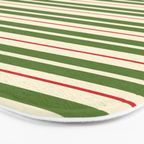 Christmas Stripes Retro Holiday Stripe Pattern in Xmas Green Red Cream  Bath Mat Gallery Image 3