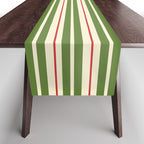 Christmas Stripes Retro Holiday Stripe Pattern in Xmas Green Red Cream  Table Runner Gallery Image 1