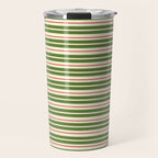 Christmas Stripes Retro Holiday Stripe Pattern in Xmas Green Red Cream  Travel Mug Gallery Image 1