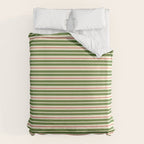 Christmas Stripes Retro Holiday Stripe Pattern in Xmas Green Red Cream  Duvet Cover Gallery Image 6