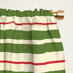 Christmas Stripes Retro Holiday Stripe Pattern in Xmas Green Red Cream  Window Curtain Gallery Image 2