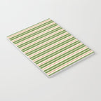 Christmas Stripes Retro Holiday Stripe Pattern in Xmas Green Red Cream  Notebook Gallery Image 3