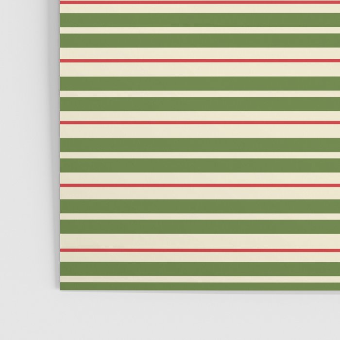 Christmas Stripes Retro Holiday Stripe Pattern in Xmas Green Red Cream  Poster Gallery Image 3
