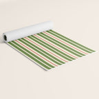 Christmas Stripes Retro Holiday Stripe Pattern in Xmas Green Red Cream  Yoga Mat Gallery Image 2
