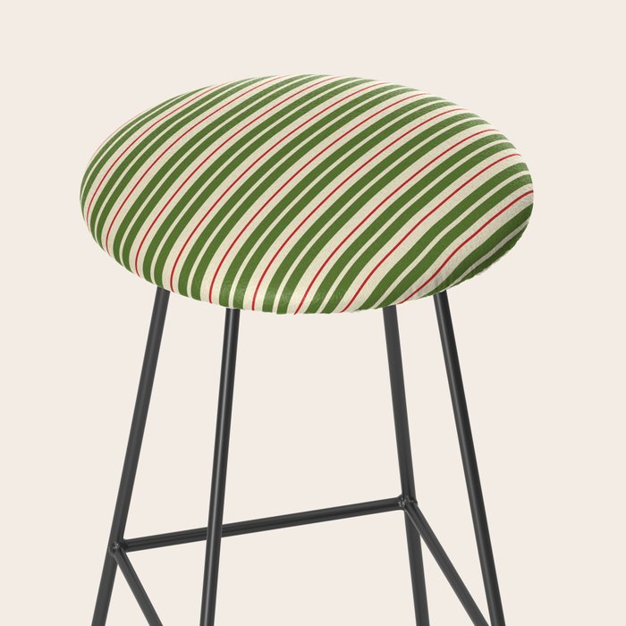 Christmas Stripes Retro Holiday Stripe Pattern in Xmas Green Red Cream  Stool Gallery Image 2