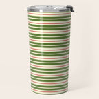 Christmas Stripes Retro Holiday Stripe Pattern in Xmas Green Red Cream  Travel Mug Gallery Image 2