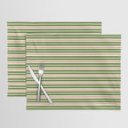Christmas Stripes Retro Holiday Stripe Pattern in Xmas Green Red Cream  Placemat Gallery Image 1